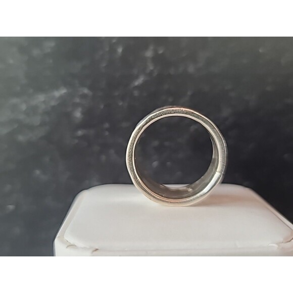 925 Sterling Hammered Silver Band Ring, Size US 8 Vintage - Picture 6 of 10